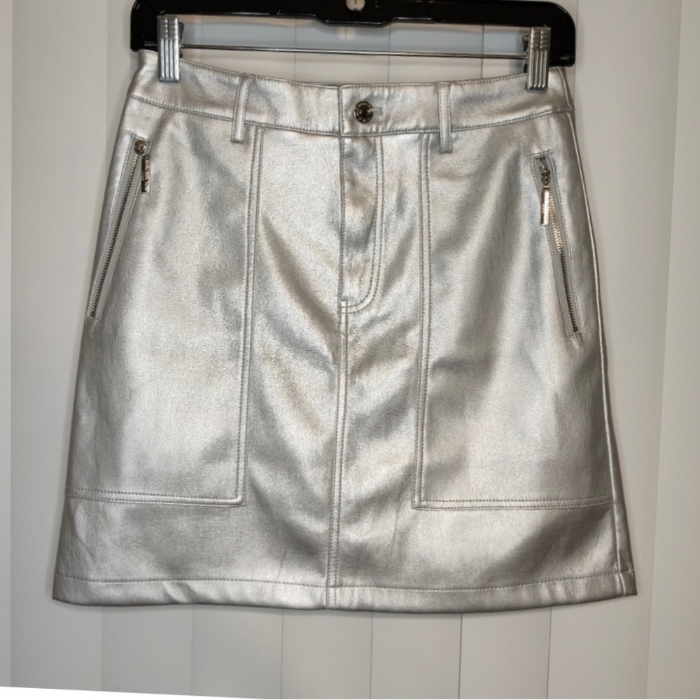 Marc  NewYork, NWT/ Silver A-Line Mini Skirt /Size 4